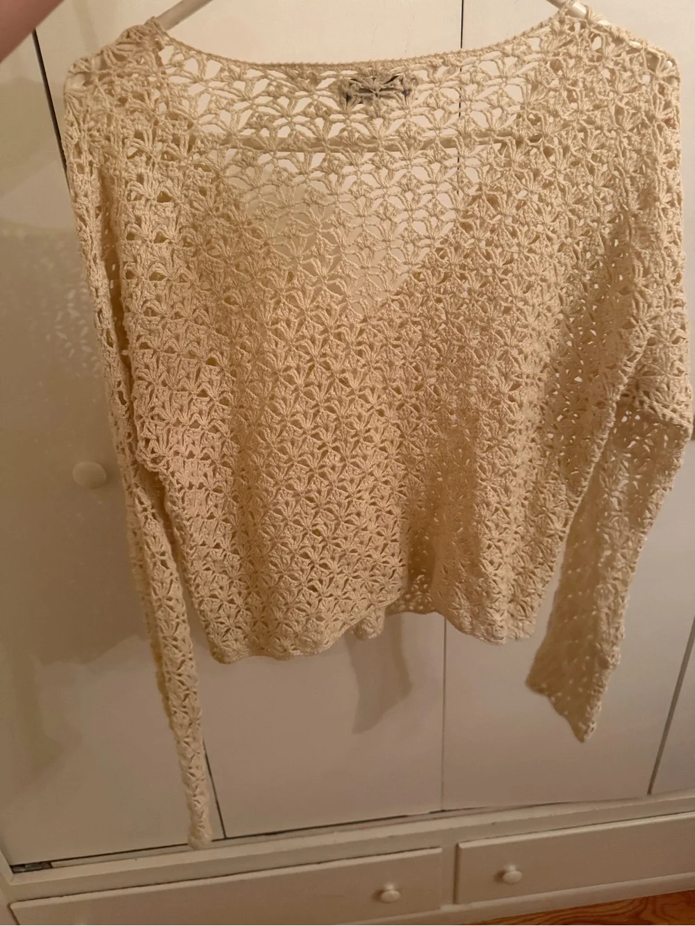 JM.STUDIO Cream Crochet Button-Front Sweater